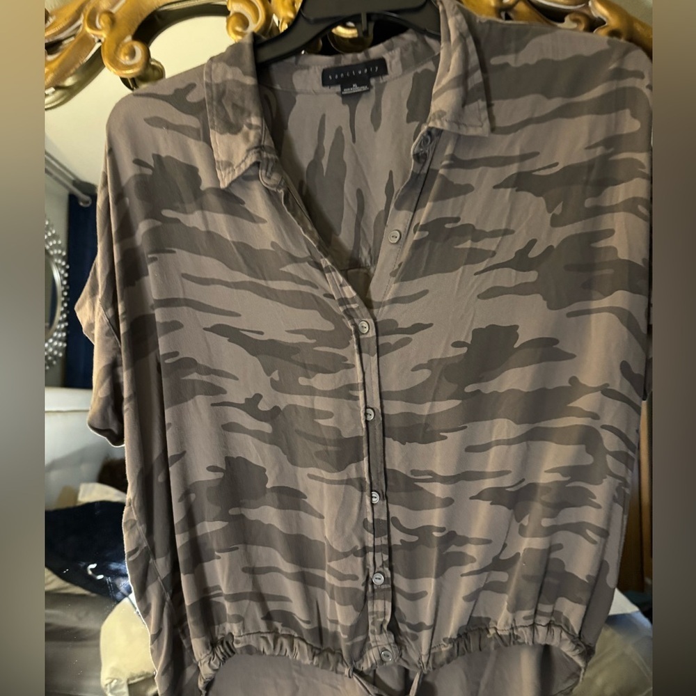 Women’s draw string camp short sleeve top - Picture 2 of 7
